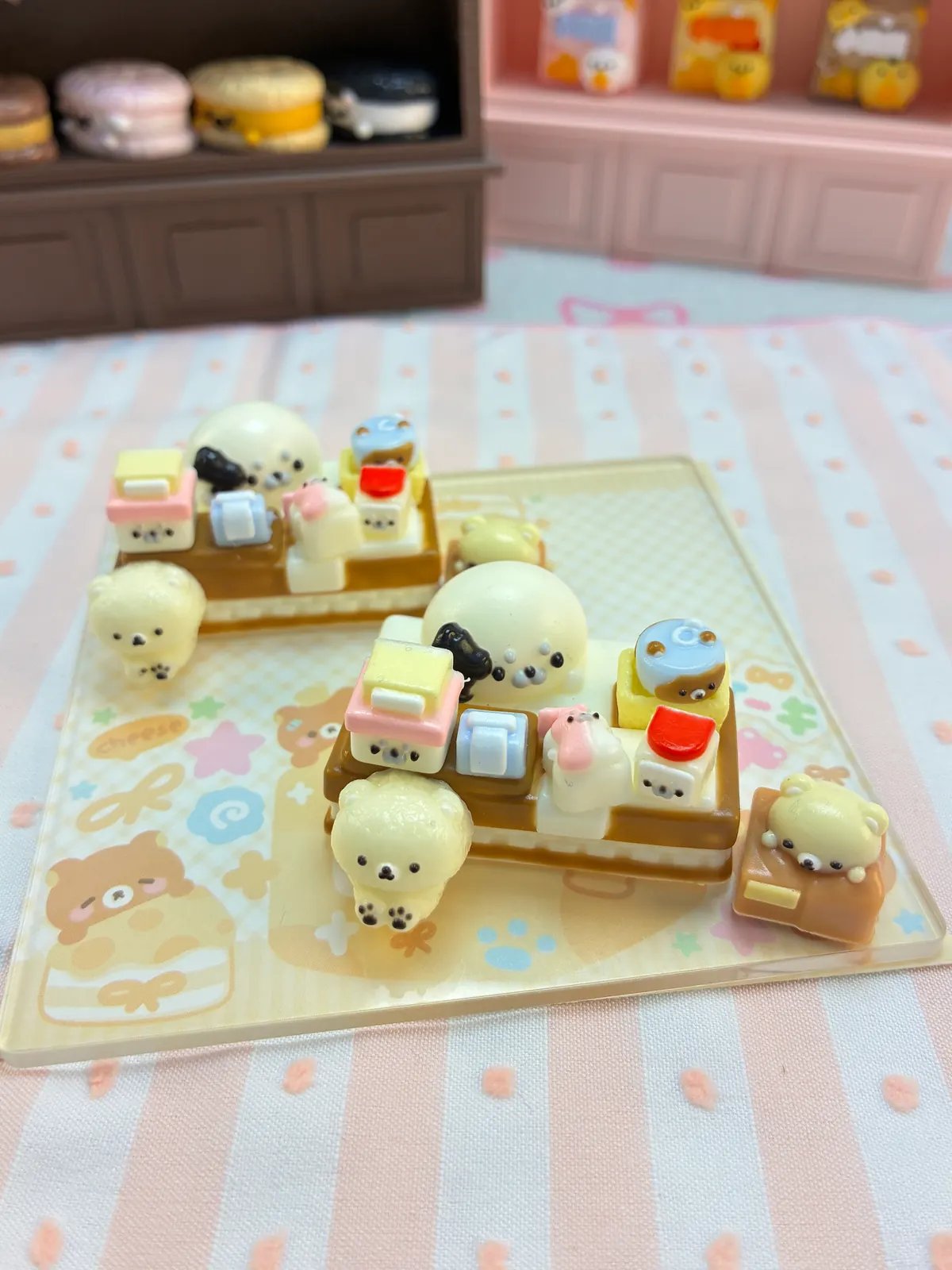 Handmade silicone miniature animal desk scene with small furniture and accessories